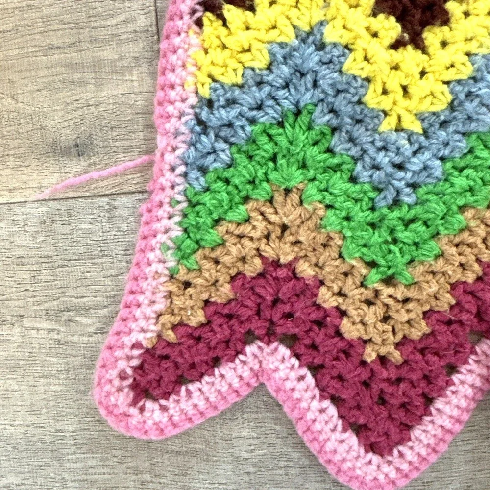 Vintage Crochet Zig Zag Afghan Blanket Throw Colorful Chevron‎ Pattern 63